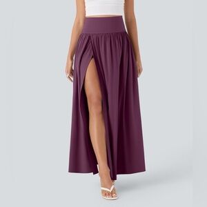 EUC HALARA Breezeful™ High Waisted Tummy Control Maxi Skirt with Shorts Burgundy